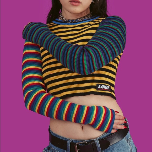 UNIF Rainbow Striped Crop Top - Picture 9 of 9